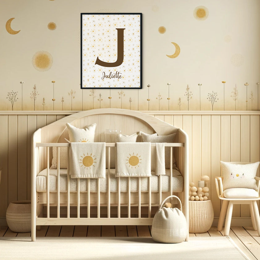 Affiche prénom et initiale - Minis soleils