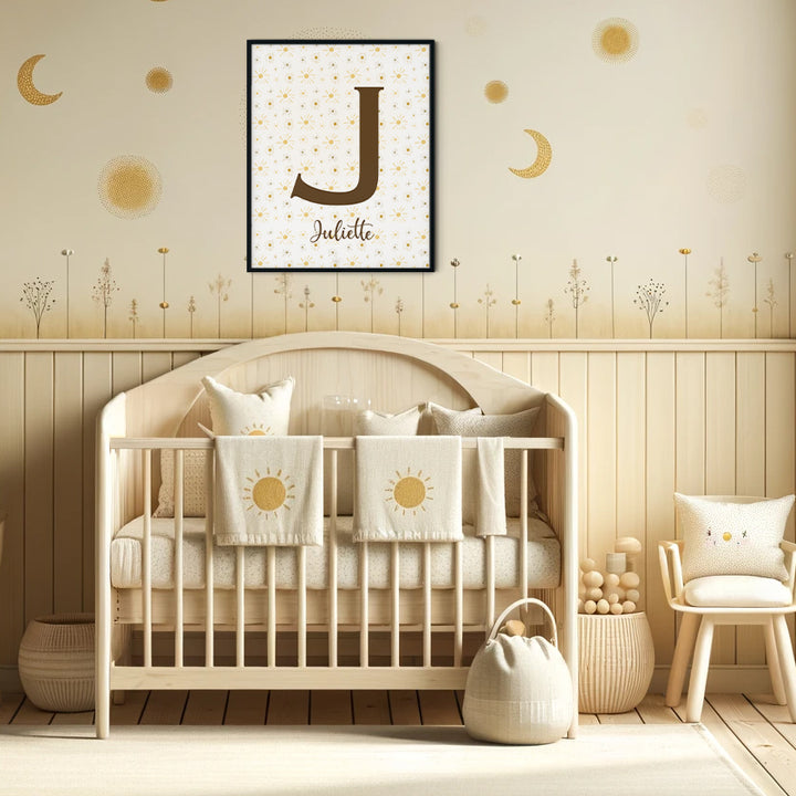 Affiche prénom et initiale - Minis soleils