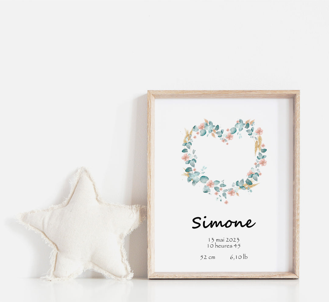 Personalized baby deer birth poster
