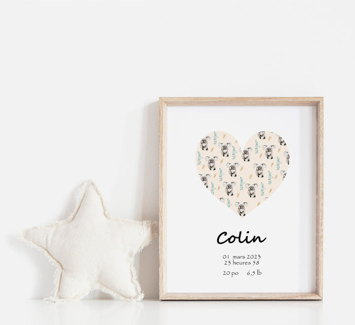 Cœur de Koala - Affiche de naissance illustrée avec pampas et eucalyptus