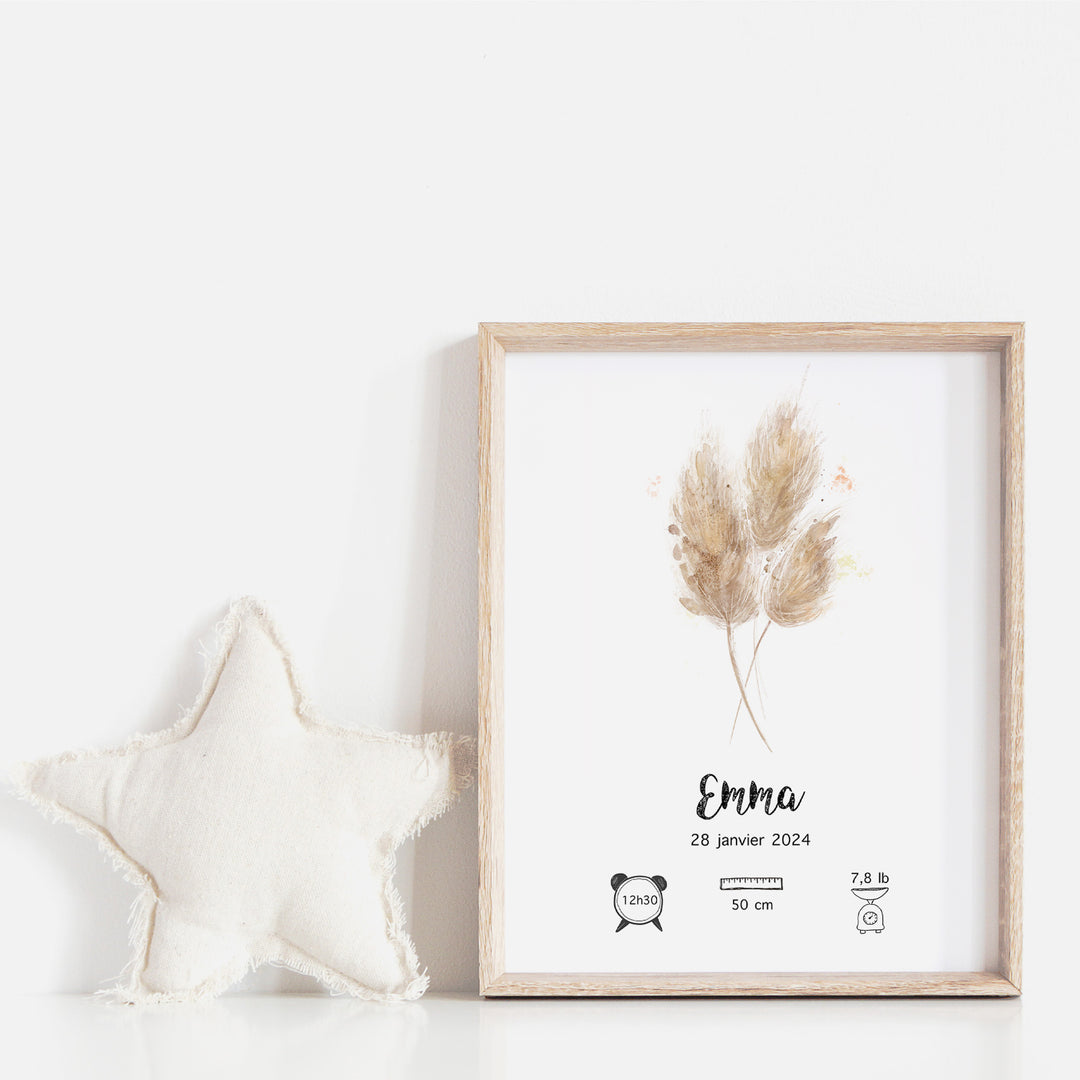 Affiche de naissance - Trio pampas