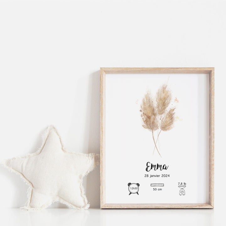 Affiche de naissance - Trio pampas
