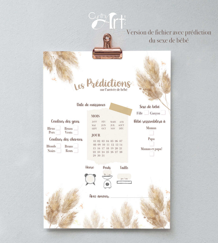 Duo : Cartons les prédictions et souhaits de bébé pampas (version numérique seulement)