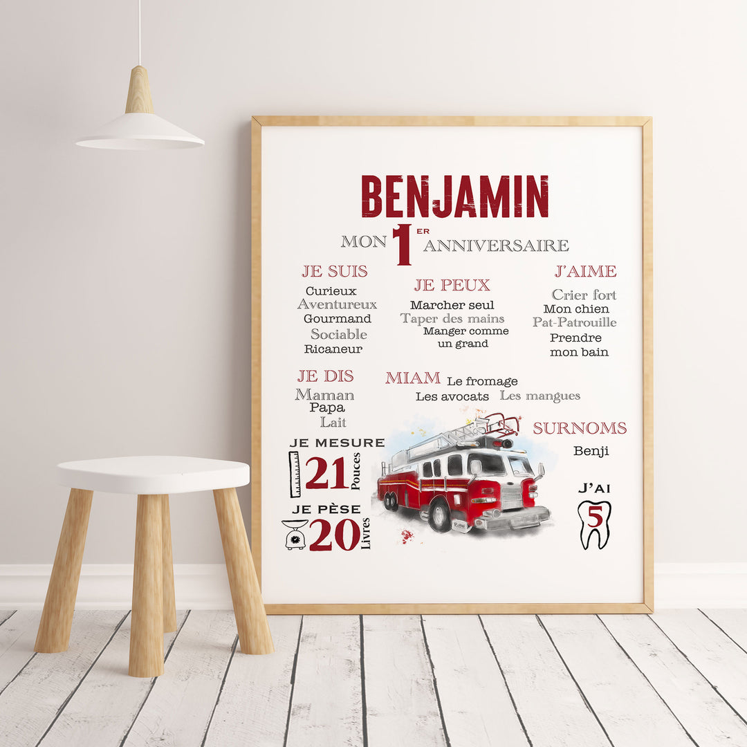 Birthday poster - Fire truck