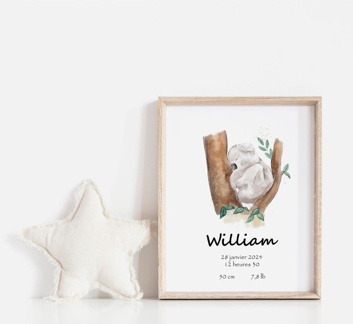 Affiche de naissance - Doux rêves petit Koala