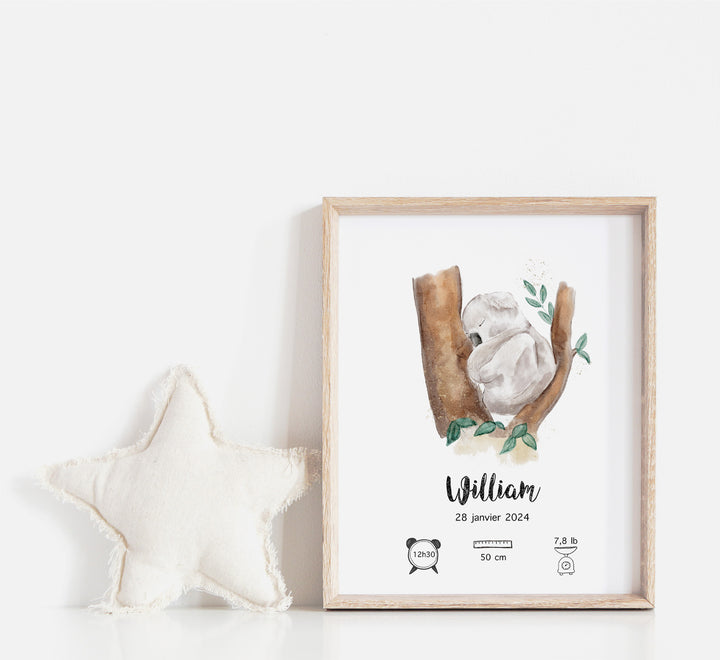 Affiche de naissance - Doux rêves petit Koala