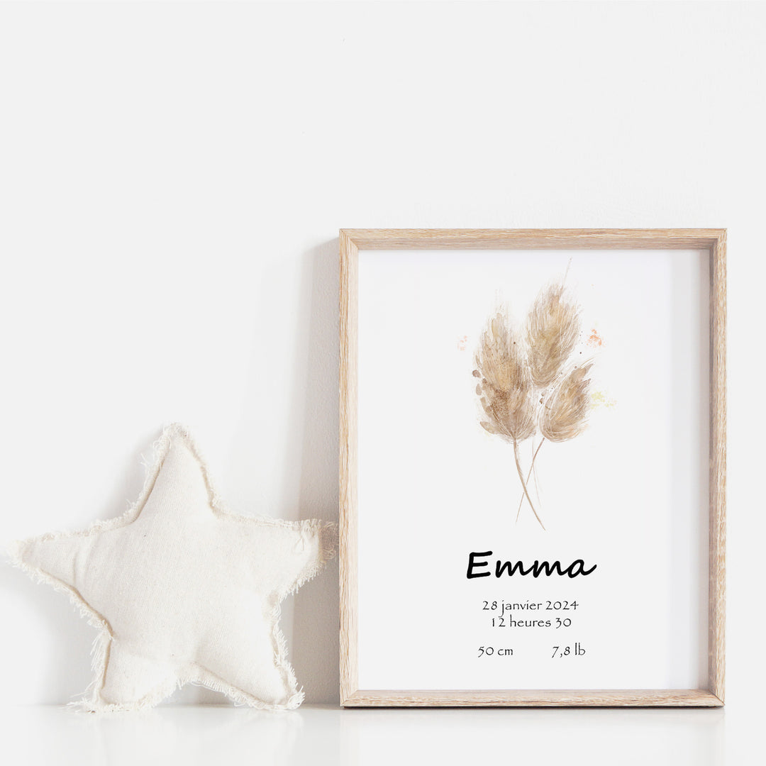 Affiche de naissance - Trio pampas