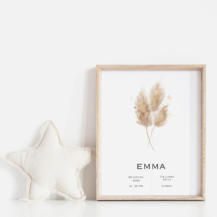 Affiche de naissance - Trio pampas