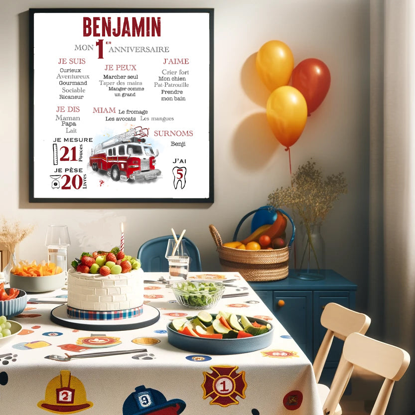 Birthday poster - Fire truck