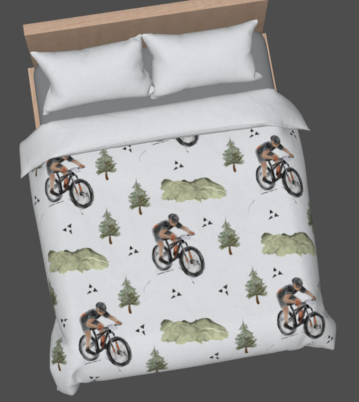 Duvet cover hare and flowers - natural cotton satin
