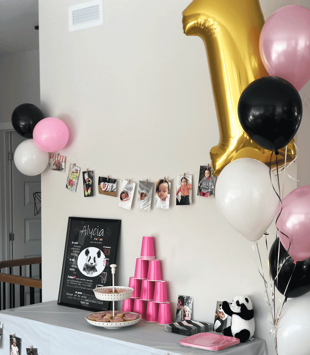 Affiche premier anniversaire ''Doux panda''