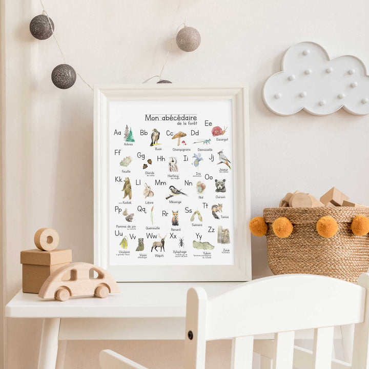 Affiche ludique: Abécédaire de la forêt - illustration