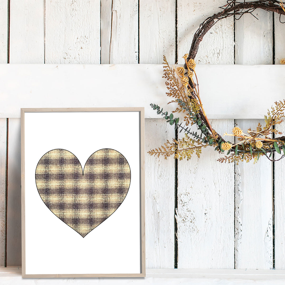 Christmas Illustration - Yellow Checkered Heart