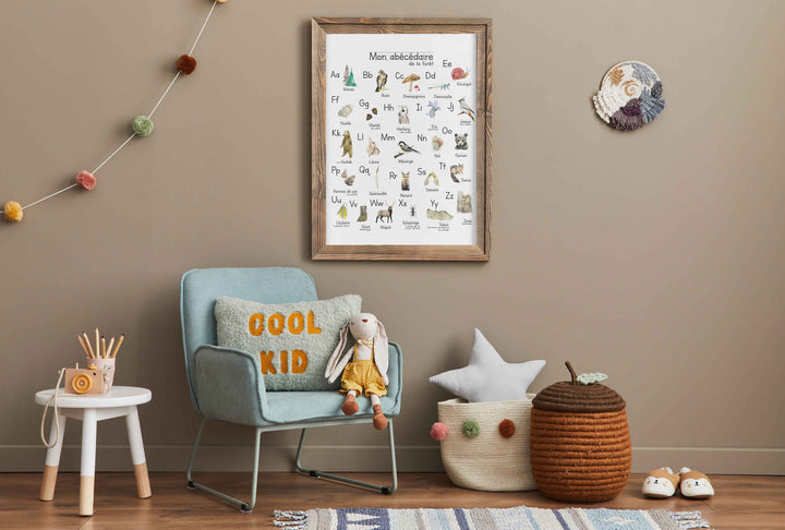 Affiche ludique: Abécédaire de la forêt - illustration