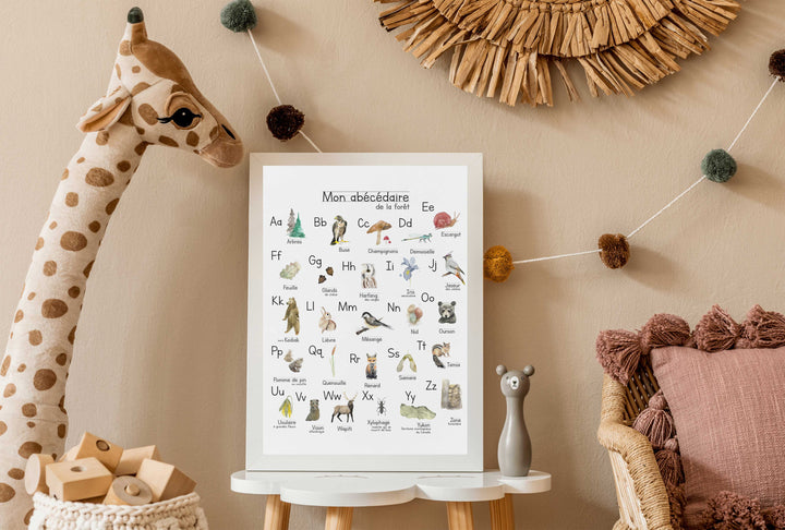Affiche ludique: Abécédaire de la forêt - illustration