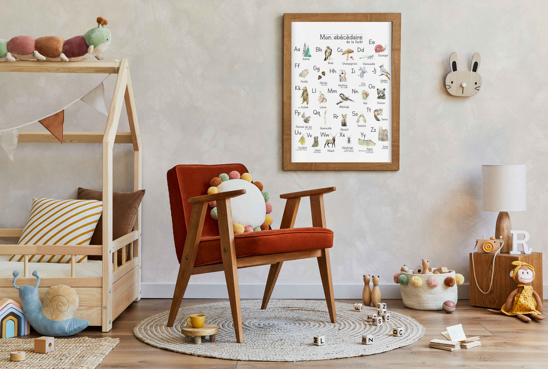 Affiche ludique: Abécédaire de la forêt - illustration