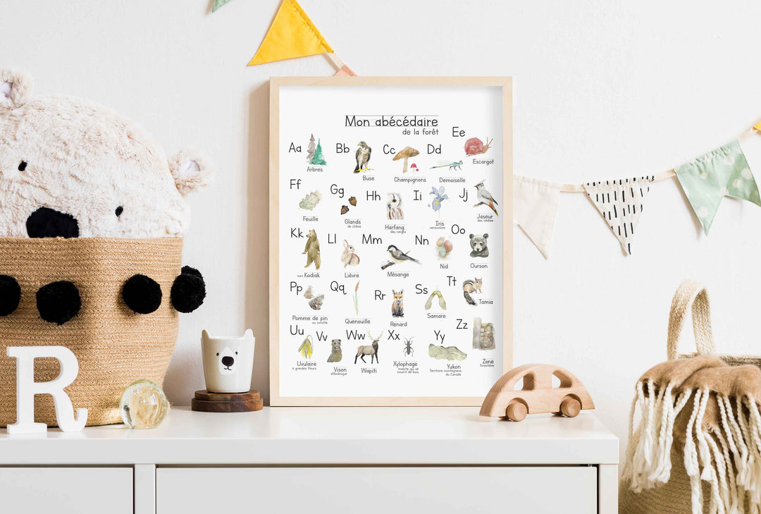 Affiche ludique: Abécédaire de la forêt - illustration