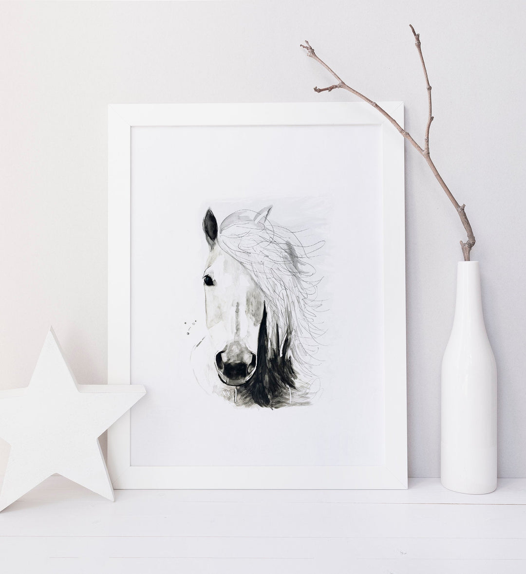 Illustration - Farm animals - White Horse