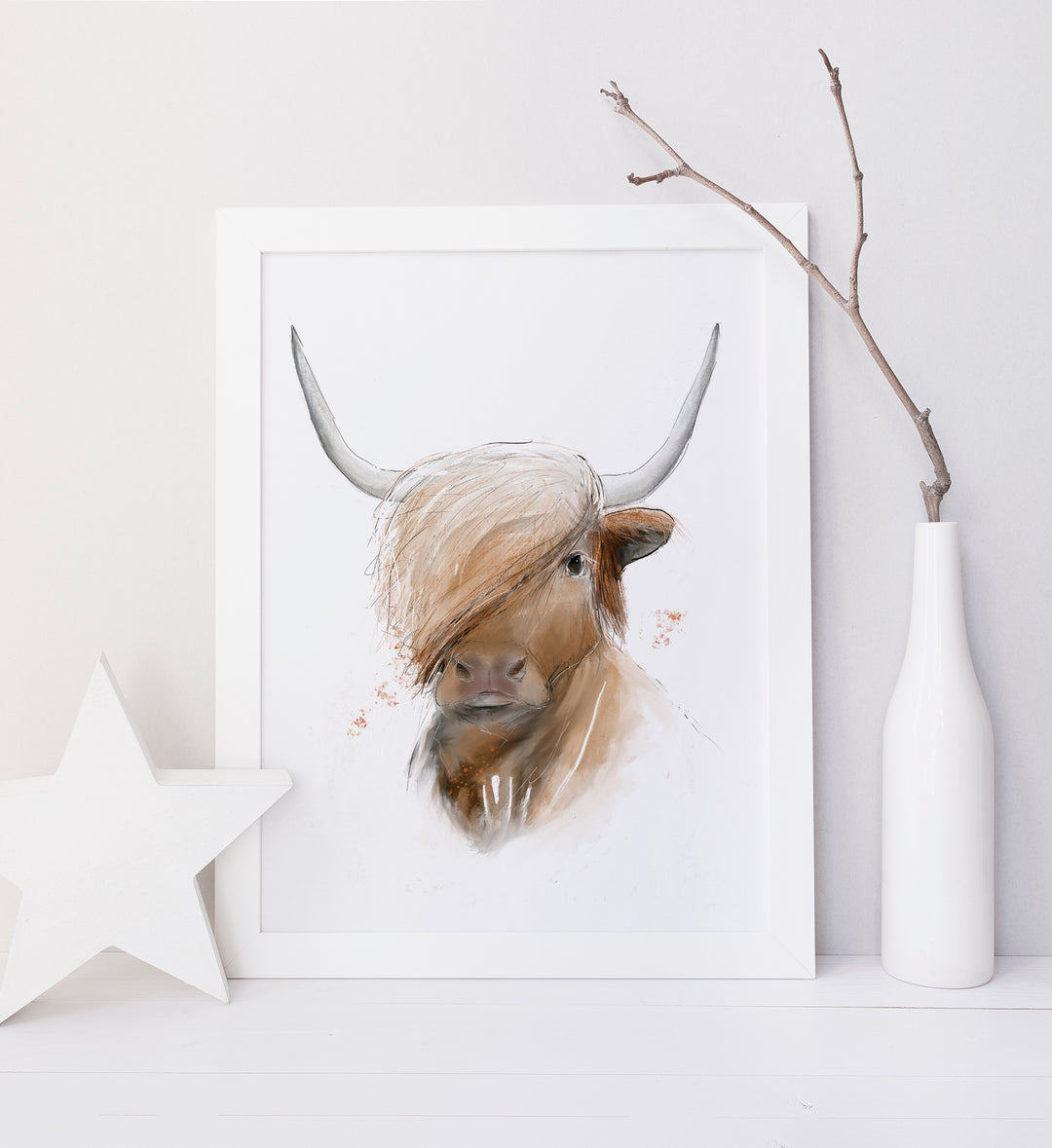 Illustration - animaux de la ferme - Caramel, la vache highland