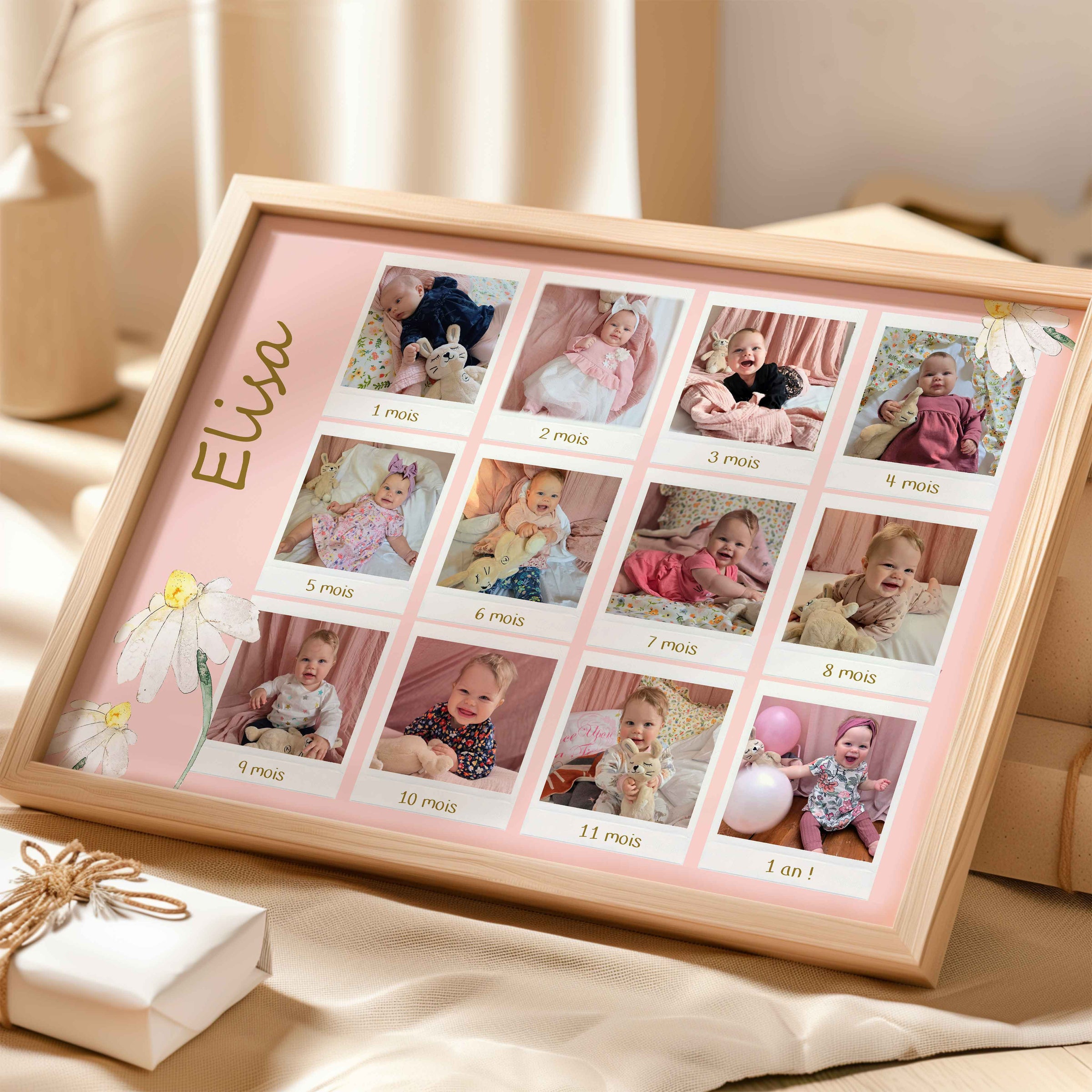 Affiches calendrier 1 an bébé – collage photos