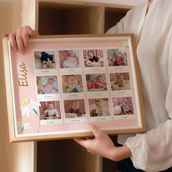 Affiche souvenir des 12 premiers mois de bébé - collage photos
