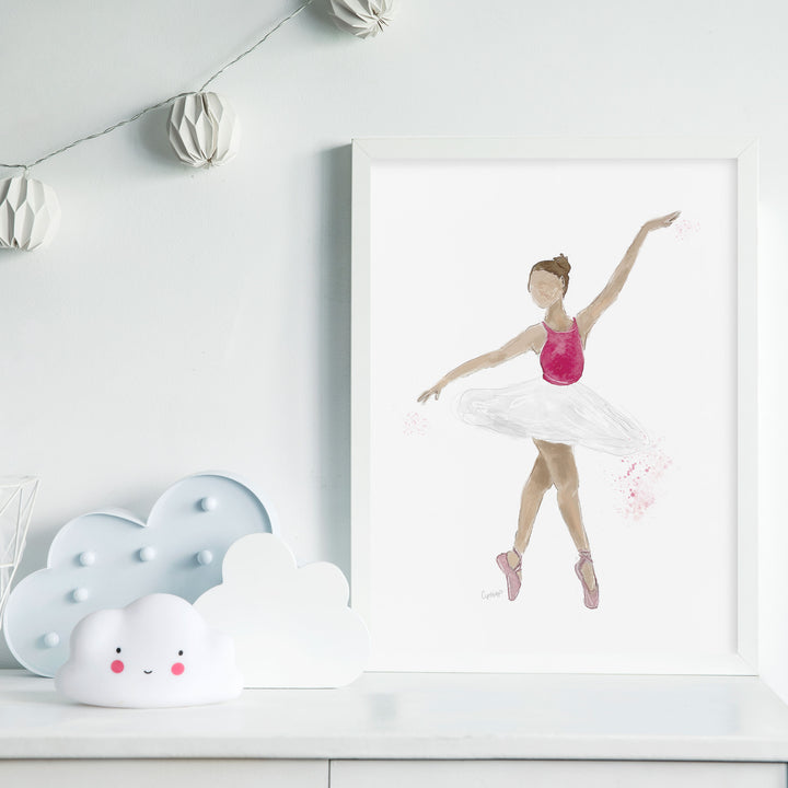 Illustration - Ballerine, rose et blanche