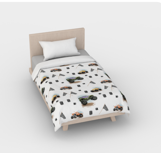 Duvet cover - Monster Trucks - natural cotton sateen