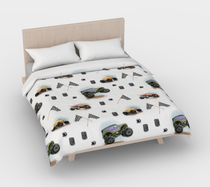 Duvet cover - Monster Trucks - natural cotton sateen