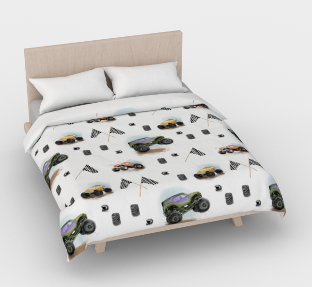 Duvet cover - Monster Trucks - natural cotton sateen