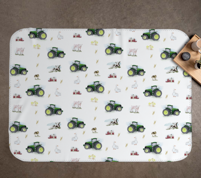 Cover - Green Tractors and Animals - Minky 