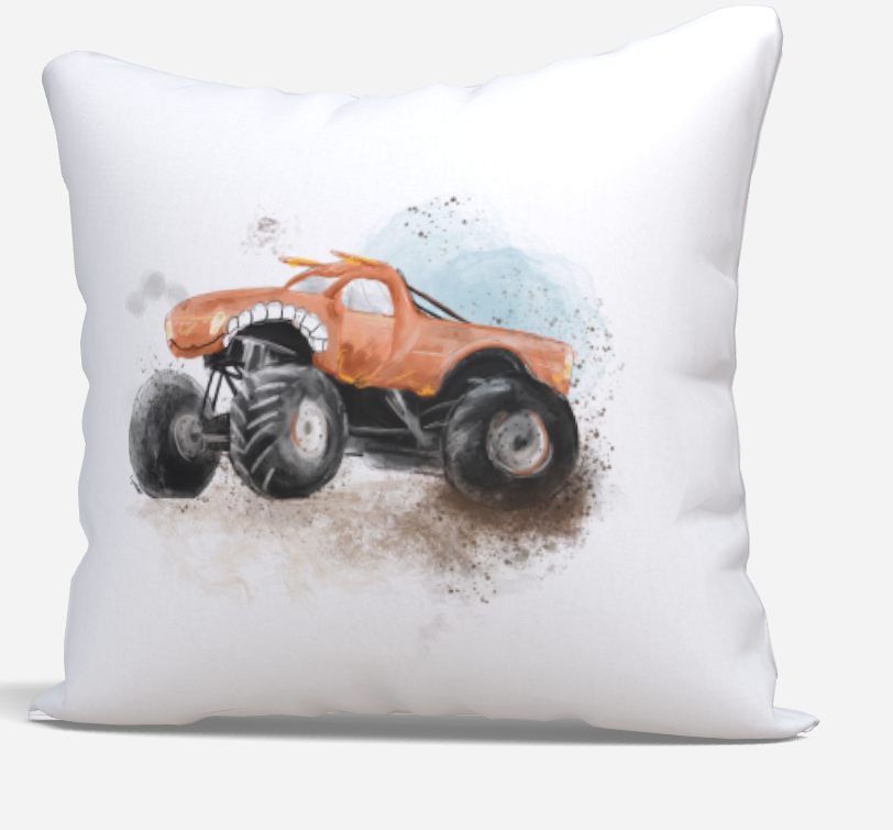 Housse de coussin · Monster trucks - Orange