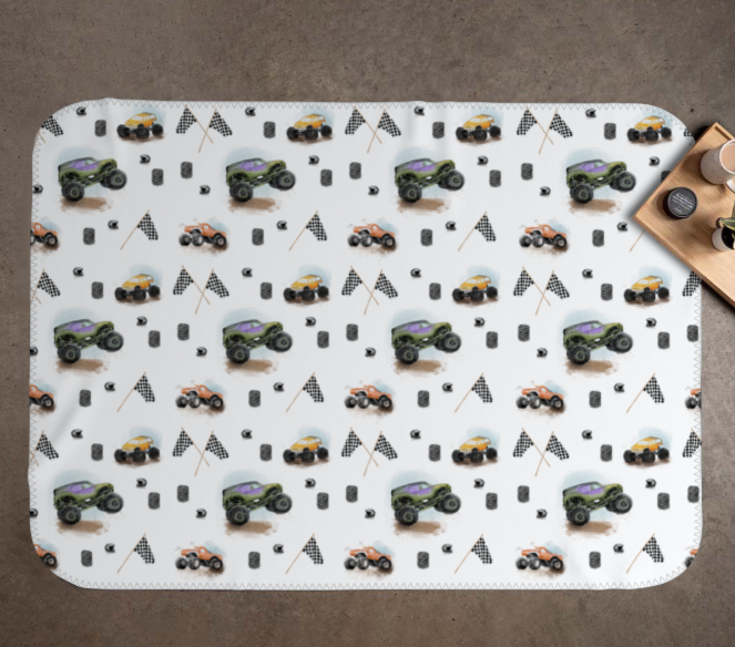Blanket - Monster Trucks - minky-polyester 