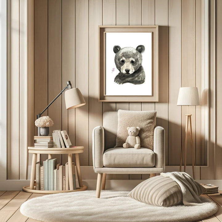 Illustration - Forest animals - Black bear cub