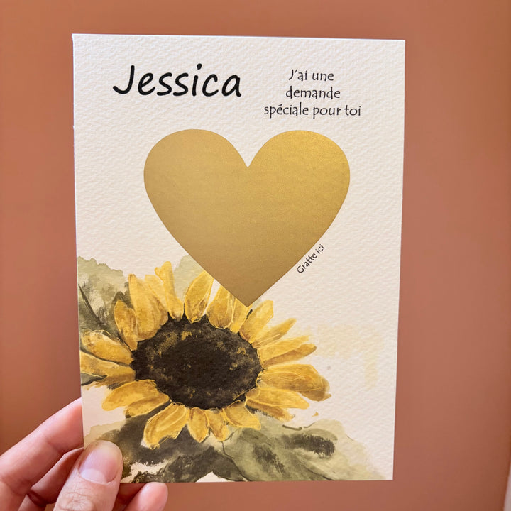 Customizable Scratch Card - Will you be my bridesmaid? Sunflower design