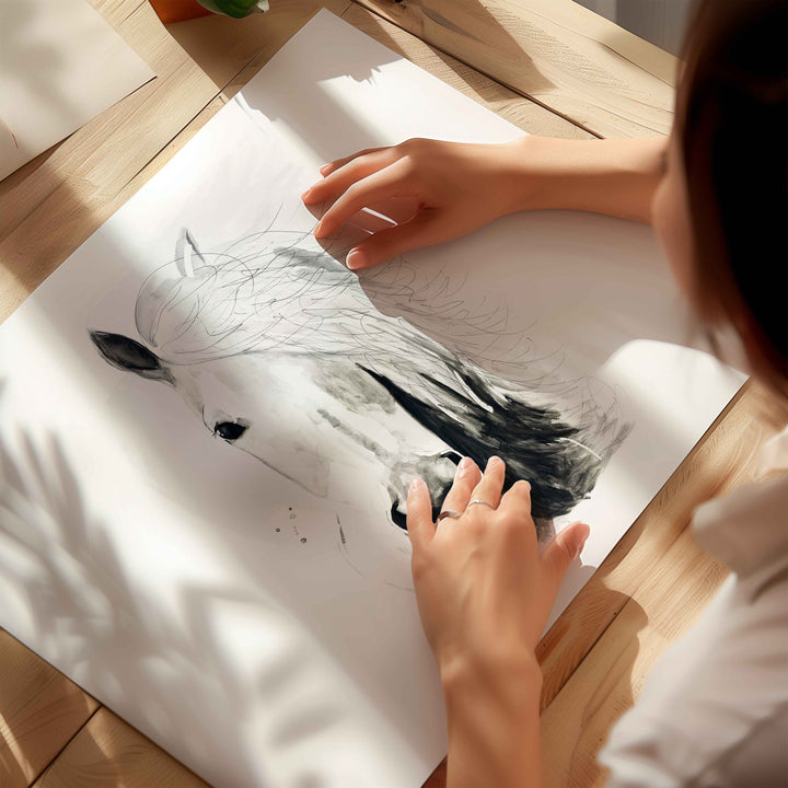 Illustration - Farm animals - white horse