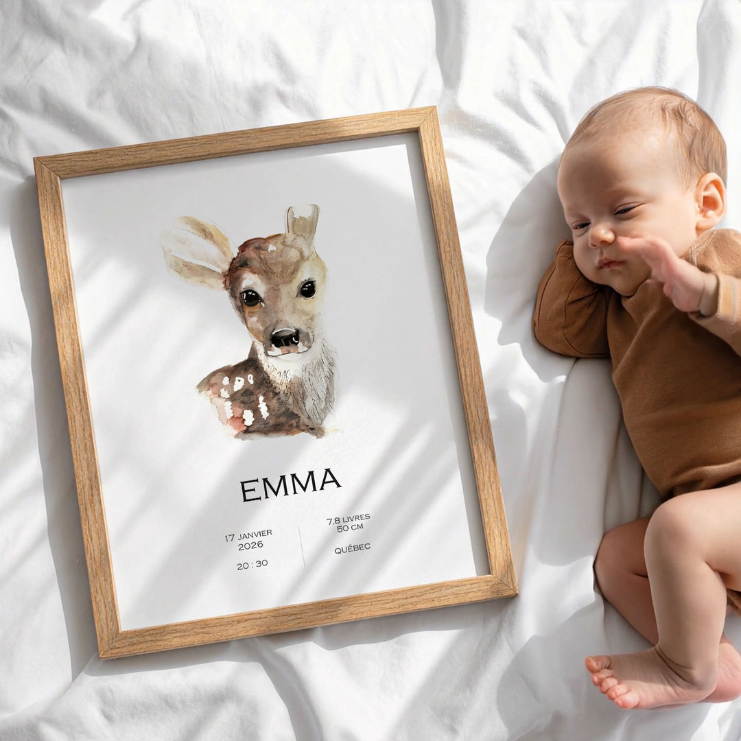 Affiche de naissance - biche