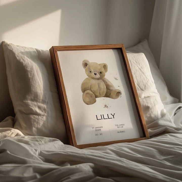 Affiche de naissance - Peluche ourson