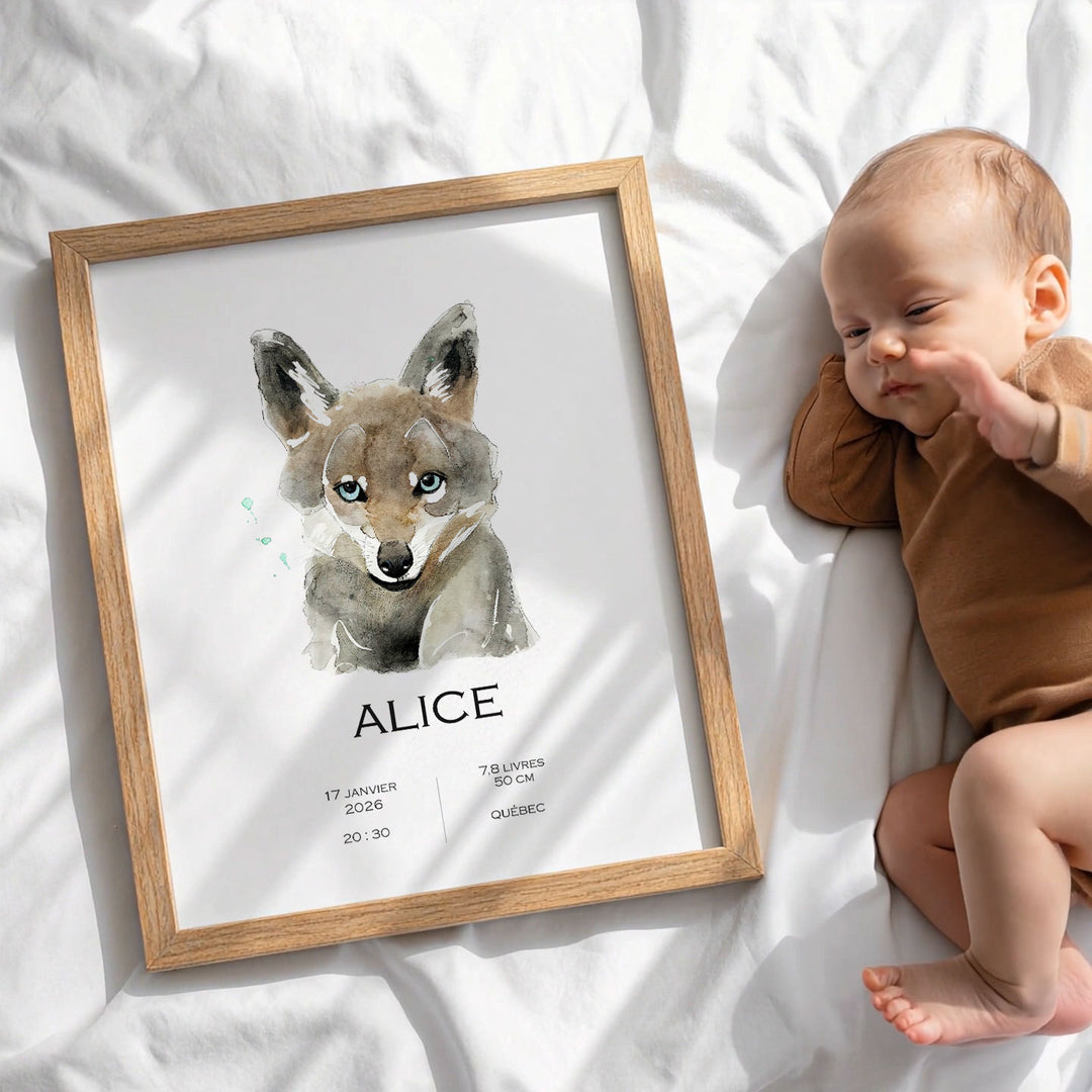 Birth announcement poster - she -wolf