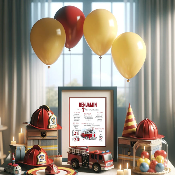 Birthday poster - Fire truck