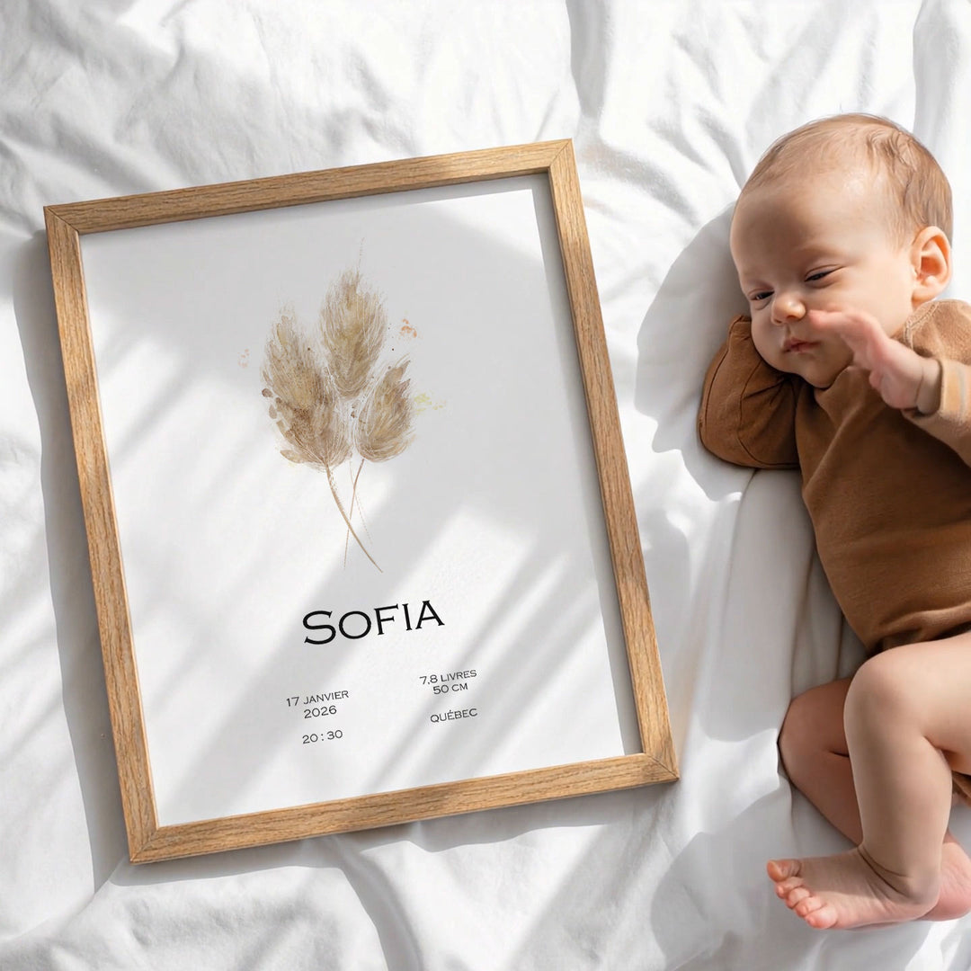 Affiche de naissance - Trio pampas