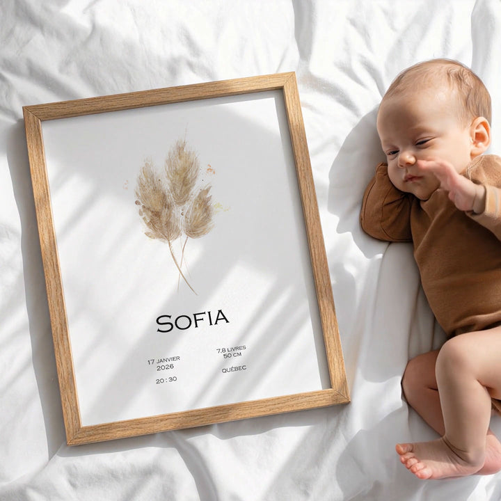 Affiche de naissance - Trio pampas
