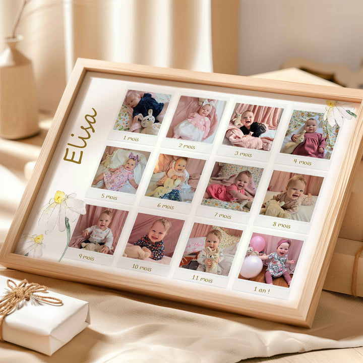 Affiche souvenir des 12 premiers mois de bébé - collage photos