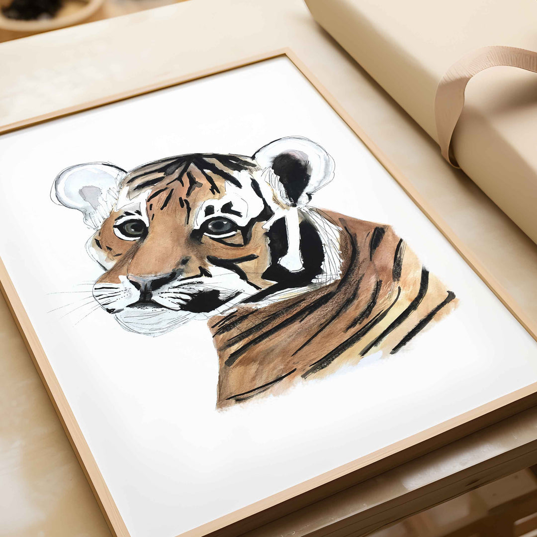 Illustration - Animals of the savannah - baby tiger