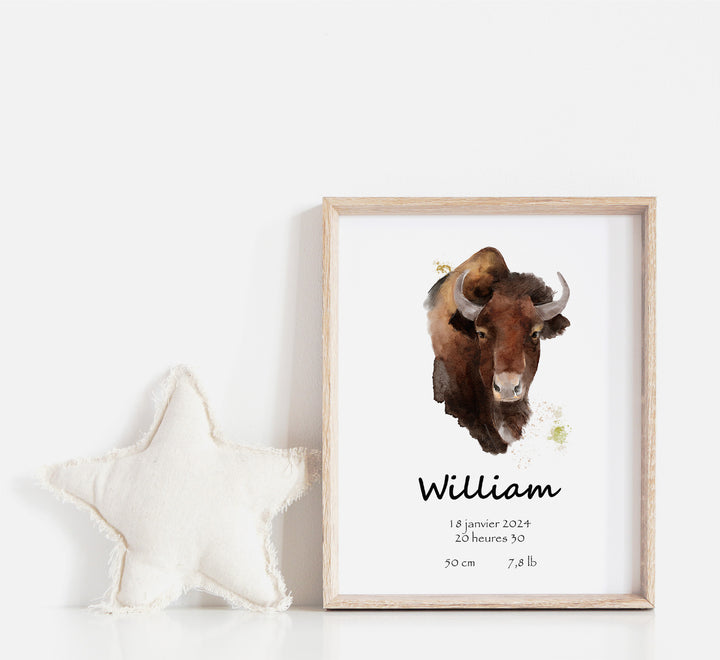 Affiche de naissance - Bison