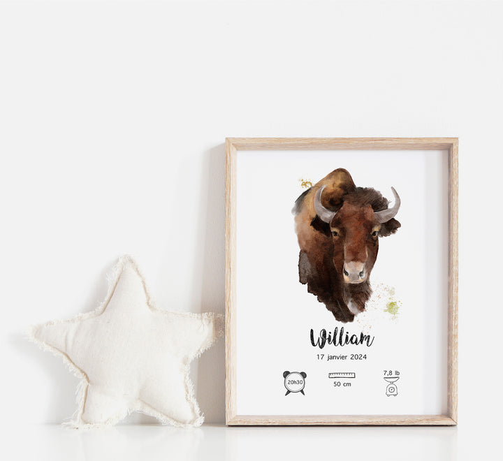 Affiche de naissance - Bison