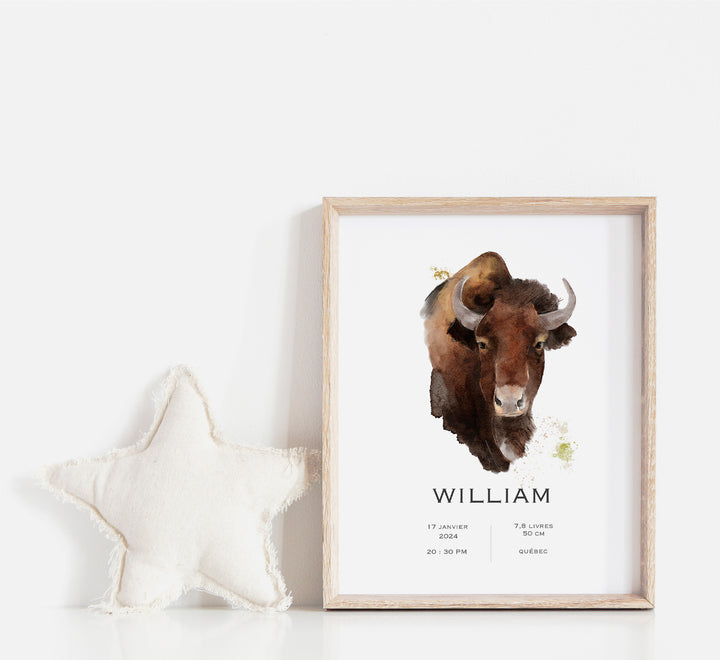 Affiche de naissance - Bison
