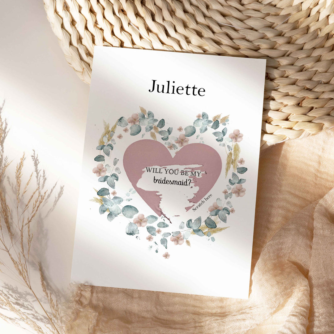 Carte à gratter - Veux-tu être ma demoiselle d’honneur? Couronne fleurie