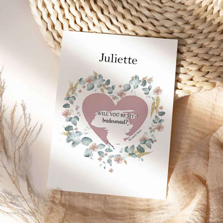 Carte à gratter - Veux-tu être ma demoiselle d’honneur? Couronne fleurie