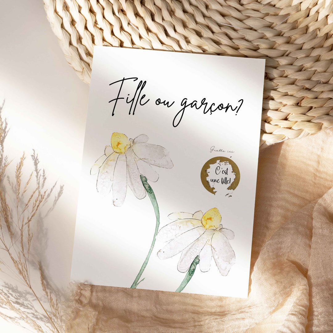 Nature and flowers scratch cards - Meadow Gender reveal - Girl or boy?