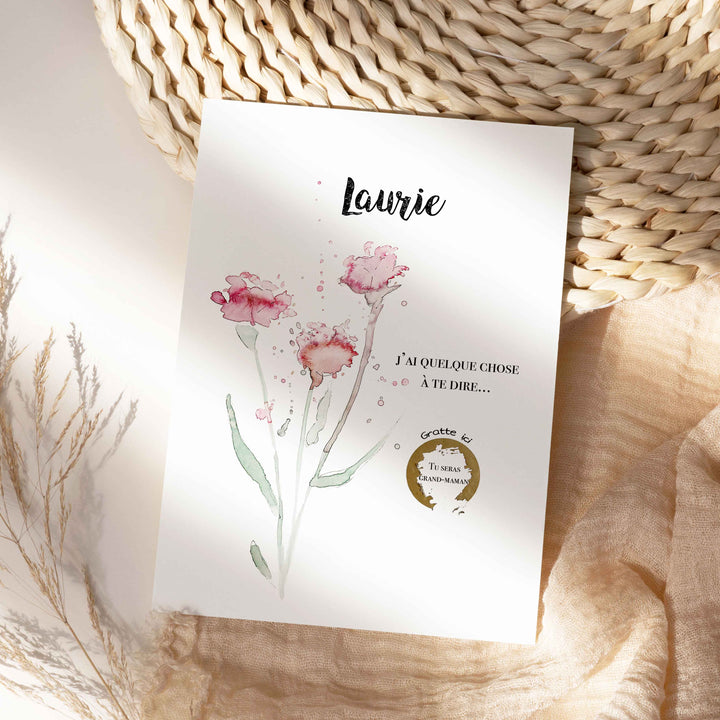 Carte à gratter - annonce de grossesse - version féminine